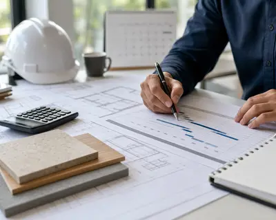 Gestor revisando planejamento financeiro e cronograma de obra